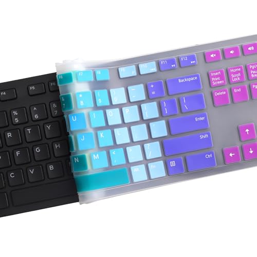 Keyboard Cover for Dell KM636 KB216 KB216t KB216d KB216p Wired & Wireless Keyboard, Dell Optiplex 5250 3050 3240 5460 7450 7050, Dell Inspiron Desktop 24" 27" 5400 5490 7700 7790 3475 3670 3477-RW - color: Rainbow