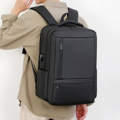 Business Travel Laptop Backpack with USB Charging Port, Oxford Fabric, 20-35L Capacity, Fits 15 Inch Laptop (Dark Gray) - color: Dark Gray