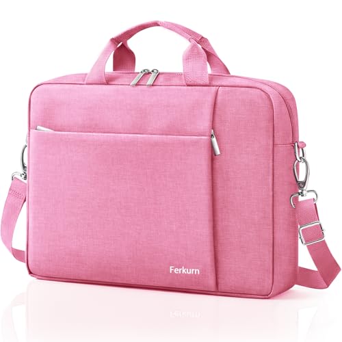 Ferkurn Laptop Bag Case for Women Men Computer Bag Compatible with HP Envy Pavilion Omen/LG Gram/MSI/Dell Inspiron XPS/Lenovo/Acer, Shoulder Strap Carrying Messenger Briefcase, Pink, 15.6 16 Inch - color: Pink, size: 15.6 inch