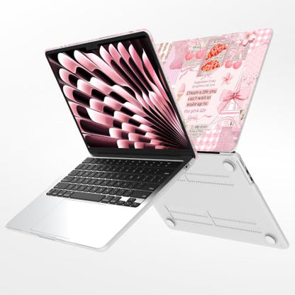 G JGOO Compatible with MacBook Air 13 inch Case 2026 2025-2022 M5 A3449 M4 A3240 M3 A3113 M2 A2681, Plastic Hard Shell for MacBook Air 13.6 inch Case + Keyboard Cover + Screen Protector, Blush Collage - color: Blush Collage