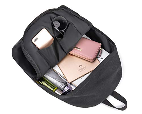 Canvas Laptop Backpack Durable Rucksack Travel Notebook Bag School Backpack Bookbag for Men Women Black Factory Directly - color: Black