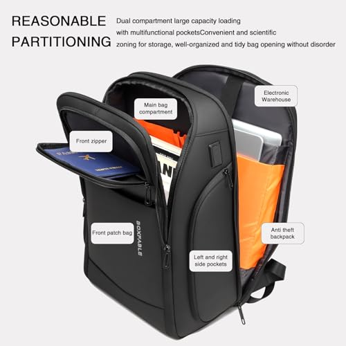Travel Business Anti Theft Backpack for Men Fits 17.3" Laptop | Water Resistant, USB Charging Port, Lightweight, Large Work Computer Bag, Carry on Tech Backpack, Gift for Office Men