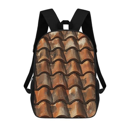 17-Inch Laptop Backpack Water-Resistant Brown Tile Roof Daypack with Shoulder Strap Lightweight Casual Rucksack for Travel Commuter Hiking Outdoor Activities 20l Black