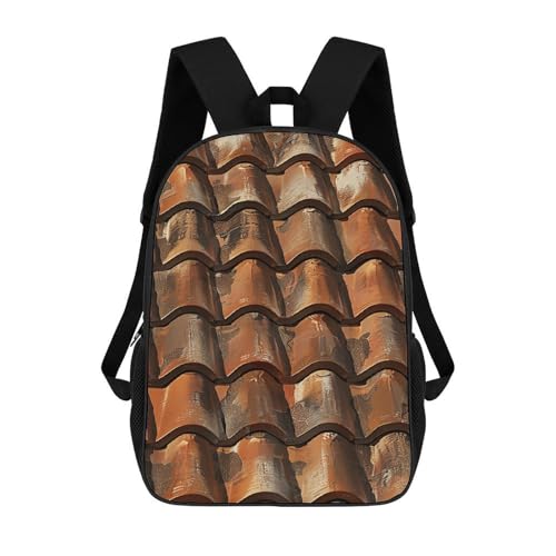 17-Inch Laptop Backpack Water-Resistant Brown Tile Roof Daypack with Shoulder Strap Lightweight Casual Rucksack for Travel Commuter Hiking Outdoor Activities 20l Black