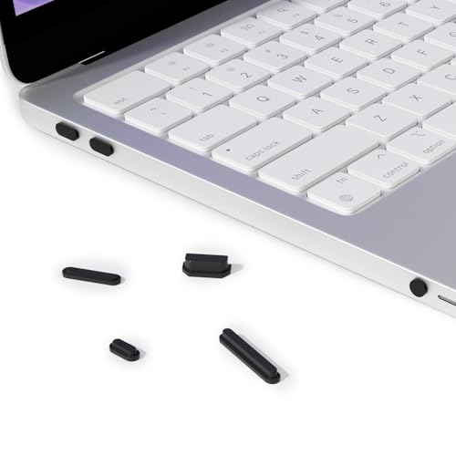 ProElife 7 Pcs Anti Dust Dirt Plug Cups Set for MacBook Neo, Black | Durable & Reusable Silicone Laptop Accessories, Custom Fit Design, Easy to Clean Non-Slip Stuff for Macbook USB-C & Headphone - color: Black