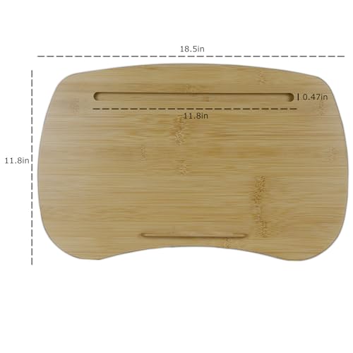 Bamboo Lap Desk for Laptop with Cushion-Fits up to 17 inch | Computer Laptop Stand with Phone Hoder, Anti-Slip Stopper - size: 18.5"x11.8"