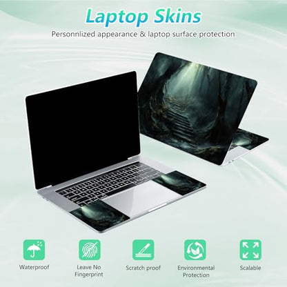 Laptop Skin Sticker Decal 12"-15.6" Universal Laptop/Notebook/Netbook Vinyl - Waterproof Scratch Resistant,Fits HP Dell Lenovo MacBook,2 Free Wrist Pads,Easy Apply & Remove,Black Forest - color: Black Forest