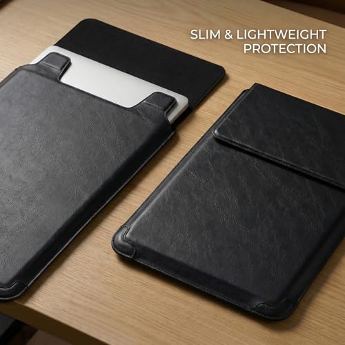 16 Inch Multifunctional Laptop Sleeve Case with Stand Soft Slim Cover for MacBook Pro/Air/ThinkPad X1/Dell XPS/Lenovo Yoga/HP Pavilion/ASUS Zenbook/LG gram/Chromebook 15" 15.3" 15.6" - color: Textured Black, size: 15-16 Inch