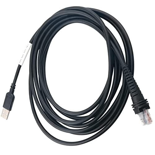 Bar Code Scanner USB Cable for Honeywell CBL-500-300-S00 USB to RJ45 Cable 1900GHD 1900GSR 1902GSR 1300G 1250g 1450G 1950G 1400G (5M / 16FT Flatted USB Port) - size: 16 ft Straight