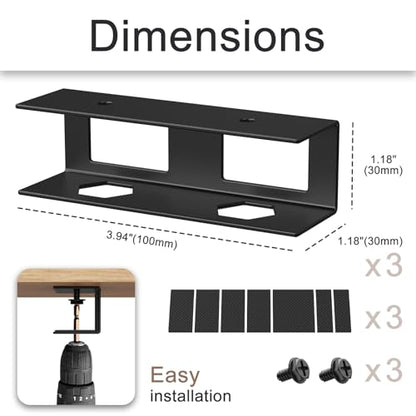 Joythink Universal Under Desk Metal Mount Laptop Holder Tray with Anti-Scratch Under Table Hidden Docking Station Holder Silicone Under Desk Mount for Laptop Keyboard Tablet Kitchen 3 PCS