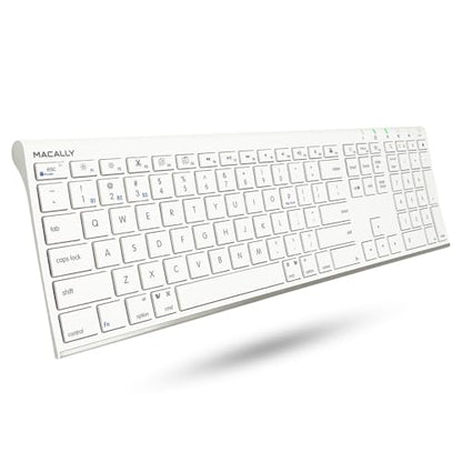 Macally Wireless Bluetooth Keyboard for Mac - Compatible Apple Keyboard or MacBook Pro/Air, iMac - Multi-Device, Up to 3 Devices with 110 Keys, 20 Shortcuts, Numeric Keypad, and Rechargeable - White - color: White