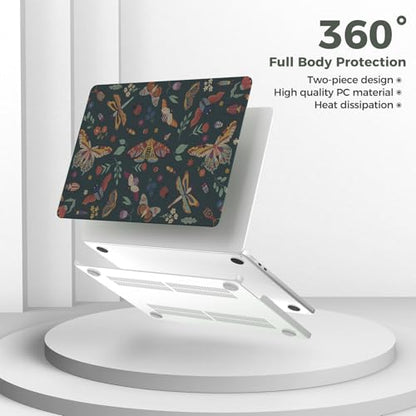 iCasso for M5 MacBook Air 13 inch Case 2026 2025-2022 M4 M3 M2 Model A3449 A3240 A3113 A2681, Sturdy Protective Hard Shell Case for Mac Air 13.6", Keyboard Cover + Screen Protector,Green Butterfly - color: Butterfly Green