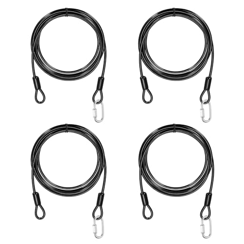 PATIKIL Security Cable Lock (3/16" Dia 8.2ft, Black)(4 Set) Vinyl Coated 304 Stainless Steel Double Loop Flexible Wire Rope Safety Cable with Quick Links Locking Connectors - color: Black, size: 8.2ft x 3/16"