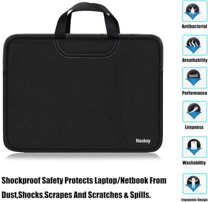 17 inch Laptop Sleeve, Resistant Neoprene Laptop Sleeve with Handle/Notebook Computer Protective Case Cover/Ultrabook Briefcase Carrying Bag for 17 15.6 Inch Laptop, Computer, Tablet - Black - color: Black, size: 17 inch