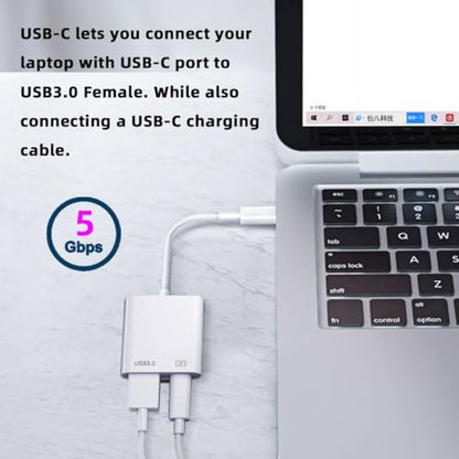 chenyang 2 in 1 USB C to USB 3.0 Socket OTG Adapter with PD 24W Charge for Laptop Tablet Phone - style: USB3.0 2-in-1