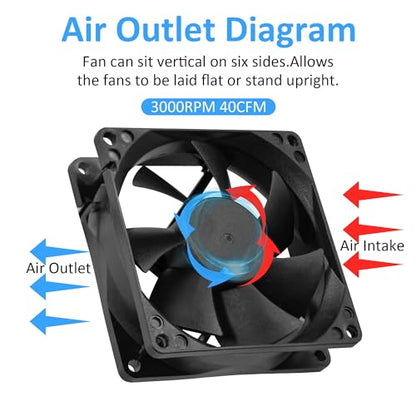 80x25mm12V DC High-Performance 2-Pin XH2.54 Electronics Cooling Fan 2-Pack | 3.15inch 2-Pin XH2.54 Long Life Sleeve Bearing Fan for Desktop PC PSU Incubator Electronics Equipment - size: 80x25mm