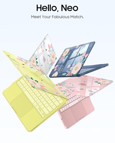 Fintie Case for MacBook Neo 13 Inch with Keyboard Skin & Screen Protector | 2026 A3404, Snap-On Design, Slim Fit, Hard Shell Cover, Crystal Camellia - color: Crystal Camellia
