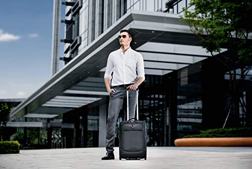 EVERKI Wheeled 420 Laptop Trolley Bag with Laptop Compartment, Black - 35L | Ballistic Nylon, Leather Accents, Rolling Carry-On Bag, Business, Gaming, Removable Sleeve, Travel-Friendly, Fits up to 18.4"