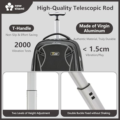 NEW TILAMI 20 Inch Rolling Backpack for School Stair-Climbing Big Wheel | Teen Boys Girls Carry-on Suitcase Large Organizer Compartment 15.6 Laptop Sleeve Adjustable Handle Roller Travel Bag College - color: Black