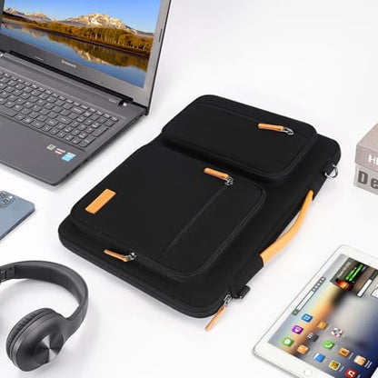 DOMISO 17 inch Laptop Sleeve Protective Case Cover Compatible with 17-17.3 inch HP Dell ASUS Lenovo Chromebook,Waterproof Computer Cases Bag with Shoulder Strap,Black - color: Black, size: 17 inch