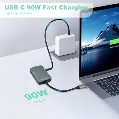 USB-C HUB USB C to HDMI VGA USB3.0 PD Adapter, TYPEC to USB Adapter, USB Type-C 90W Power 4in1 Delivery, Compatible with iPhone 15, MacBook Pro/Air 2023,