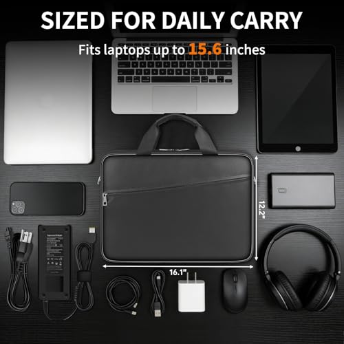 ENGPOW Laptop Bag,Fireproof 15.6 inch Messenger Bag,Protects Laptop&Tablet | Fire＆Water Resistant, Computer Safe Bag Carrying Case with Shoulder Strap＆Handle,Dual Zipper,for Home Office Travel, Black