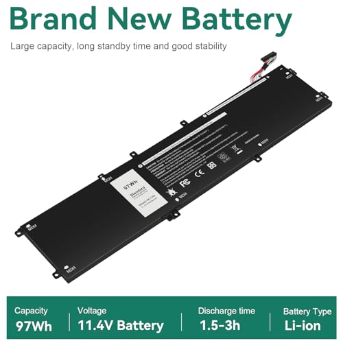 4K1VM Laptop Battery Replacement for Dell G7 17 7700 Gaming Series Inspiron 15 7590 7591 7501 Series Precision 5530 5520 5540 Series Vostro 15 7500 Series W62W6 0W62W6 9TM7D 09TM7D XYCW0 0XYCW0 V0GMT - size: 4K1VM 14.96 4.80 0.73in