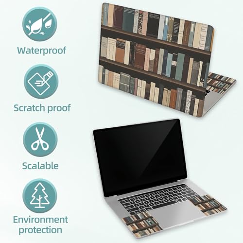 Universal Laptop Skin Decal, 3-Piece Vinyl Protector for 12 13 14 15.6" Notebook, Waterproof Anti-Scratch, Easy Trim & Bubble-Free Finish, Shelf Full of Different Books - color: Shelf Full of Different Books