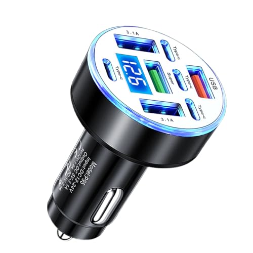 8 Port Car Charger Cigarette Lighter Adapter,Upgraded Car Charger Adapter with 25W USB Fast Charging & Voltage Monitoring,12/24V Cars Cigarette Lighter USB Chargers & Type-C Chargers