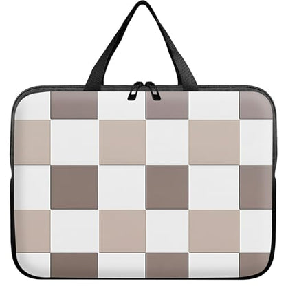 Universal Tablet Laptop Sleeve Case 10 inch, Brown Checkered Slim Carrying Case Travel Laptop Bag Durable Handbag for 7 to 10-inch Laptops/Notebook/Kids Tablet/ipad/eBook Readers - color: Brown Checkered, size: 10 inch