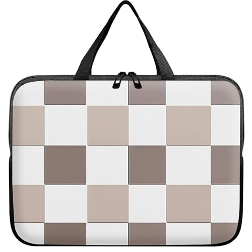 Universal Laptop Sleeve Tablet Case 12 inch, Brown Checkered Slim Carrying Case Handbag Travel Laptop Bag for Surface Pro 9 8 7/Laptop Go 2 3, MacBook Air 11/12 - color: Brown Checkered, size: 12 inch