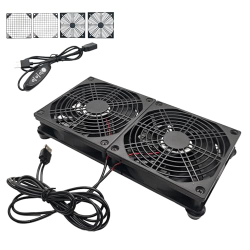SV12025S05 Dual 120mm USB 5V 3-Speed Equipment Cooling Fan | For routers, receivers, DVRs and game consoles. Dual-fan set with adjustable speed for equipment cooling.