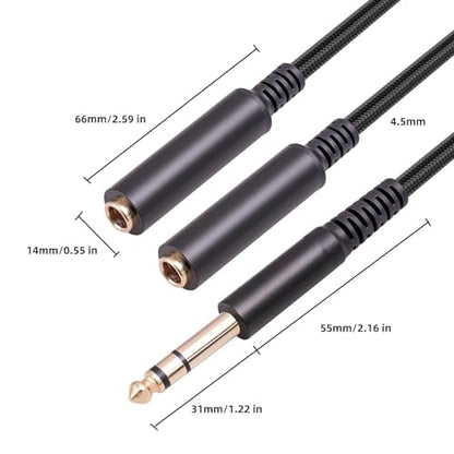 1/4 TRS Stereo Audio Cable for Guitar or Mixer with Jack Output, 1 FT, 1 Pack, Black, Splitter Y Adapter, 6.35mm Male to Dual 6.35mm Female Jack Cable - size: 1 FT 1 Pack, style: 1/4 TRS Stereo Audio Cable
