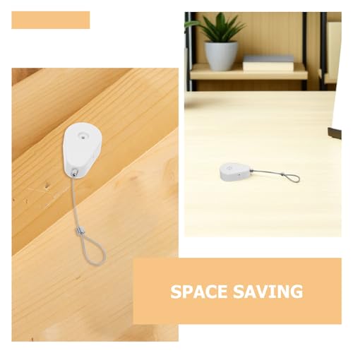 Generic 4pcs Retractable Cable Lock: Anti-Theft Security Tether - Telescopic Wire Laptop Lock Box for Access Control Garage & Warehouse Protection - color: White