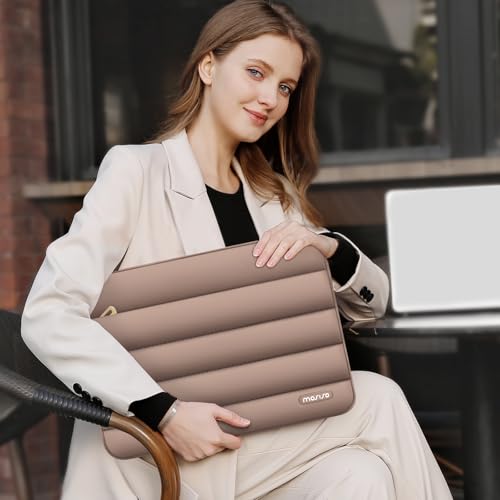 MOSISO Laptop Case 17.3 inch, 17-17.3 inch Puffy Laptop Sleeve Compatible with Dell XPS/HP Pavilion/Ideapad/Acer/Alienware/HP Omen Notebook Computer, Polyester Horizontal Bag with Small Case, Brown - color: Brown, size: 17.3 inch