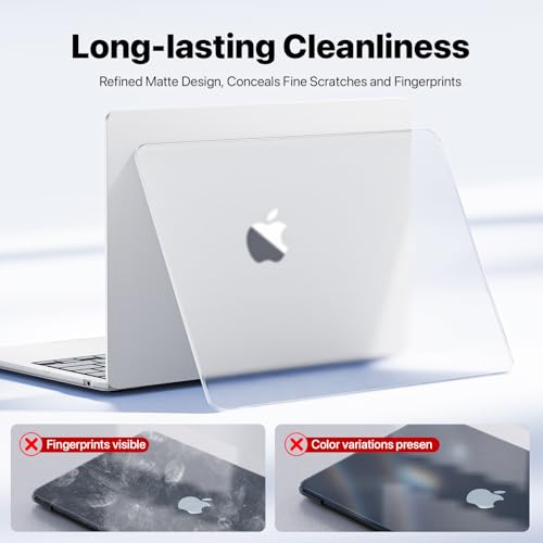 Macaset for MacBook Air 13 inch Case | M5 M4 M3 M2 | 2026–2022 | Precision Fit | Original-Color Match | Durable Hard Shell | Micro-Clip Closure | Scratch & Fingerprint Resistant - color: Frosted Clear