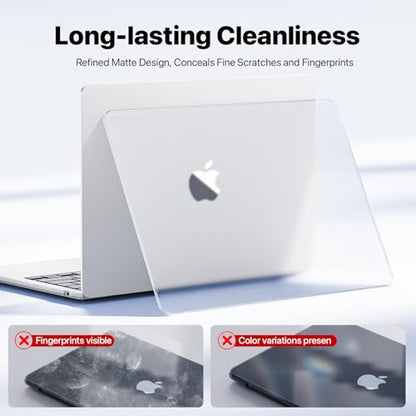 Macaset for MacBook Air 13 inch Case | M5 M4 M3 M2 | 2026–2022 | Precision Fit | Original-Color Match | Durable Hard Shell | Micro-Clip Closure | Scratch & Fingerprint Resistant - color: Frosted Clear