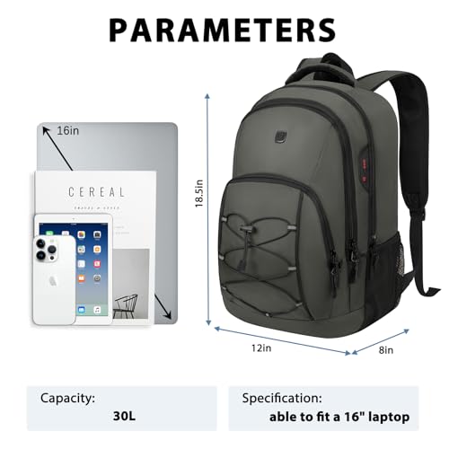 Goloni Travel Backpack, 17 Inch Laptop Backpack for Men Women, Business Backpack with Luggage Strap,Grey - color: Grey