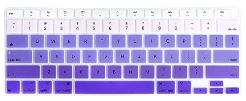 Se7enline Compatible with MacBook Air 13 Keyboard Cover 2018/2019/2020/2021/2022/2023/2024 Soft Silicone Protector for Mac Air 13 Inch M1 A2337/A2179 with Retina Display Keyboard Skin,Gradient Purple - color: Gradient Purple
