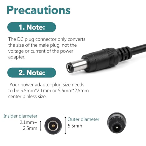 11Pcs DC Adapter Plug Kit, Universal 5.5mm x 2.1mm AC Cord Connector | Power Supply Plug Jack Tips Charger Adapters Set for LED Strip, Laptop, Router, Camera, Bluetooth Speaker& More