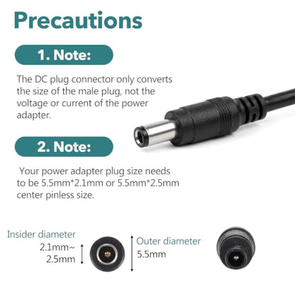 11Pcs DC Adapter Plug Kit, Universal 5.5mm x 2.1mm AC Cord Connector | Power Supply Plug Jack Tips Charger Adapters Set for LED Strip, Laptop, Router, Camera, Bluetooth Speaker& More