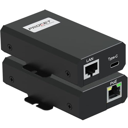 PROCET 10G PoE Splitter, 10 Gigabit PoE to USB C PD & RJ45 Ethernet Connectivity Adapter for eero 6/7, Wireless AP, Tablet, iPad, Google TV, USB C Hub, KVM Switch, Smart Home Hub - color: 25W 10G