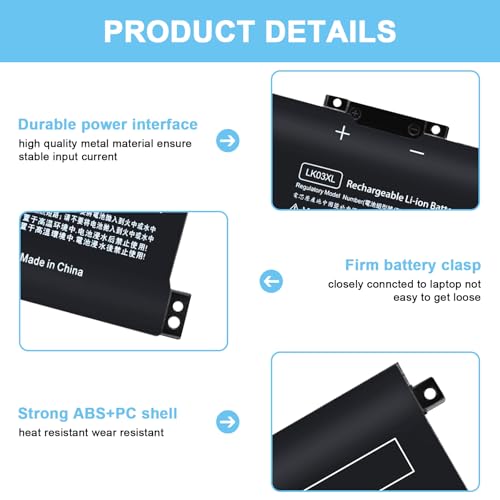 LK03XL Battery Compatible with HP Envy X360 Convertible Notebook 15m-cn0xxx 15m-cn0012dx 17m-ae0xx 15m-bp 17-ae1xx 15-bq2xx 17t-ce 15m-cn0011dx 15m-bp112dx LKO3XL 916814-855 L09281-855 - size: LK03XL