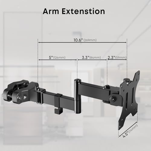 Pole Mount Monitor Arm for 17-32" Screens,17.6 lbs, VESA 75/100mm | Easy Clamp-on VESA Mount , Perfect Solution When Wall or Desk Mounting Isn't Possible, Black