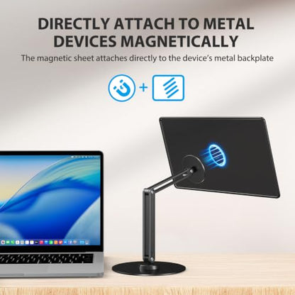 UPERFECT Magnetic VESA Stand, Adjustable Aluminum Arm for Portable Monitor | Magnetic Upgrade, 75×75mm VESA Mount, Adhesive Metal Plates, 360° Swivel Base, Supports 10–19" Screens Up to 4.4 lbs - size: 19"