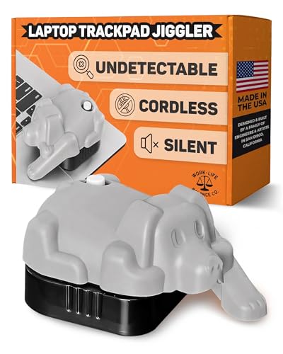Trackpad Mouse Jiggler Device, Silent, Cordless Undetectable Mouse Mover | Doesn't Work on Dell, Cute Dog Figurine, Touchpad Jiggler Shaker, No USB, No Software, Keeps Laptop PC Screen Active, Wiggler - color: Gray Dog