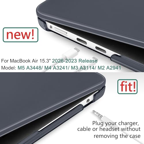 for MacBook Air 15 Inch Case M5 M4 M3 M2 (2026-2023) A3448 A3241 A3114 A2941, Protective Hard Shell Cover Compatible with Touch ID & Liquid Retina Display - Crystal Black - color: Crystal Black