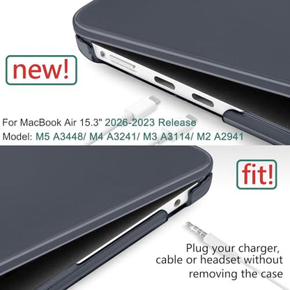for MacBook Air 15 Inch Case M5 M4 M3 M2 (2026-2023) A3448 A3241 A3114 A2941, Protective Hard Shell Cover Compatible with Touch ID & Liquid Retina Display - Crystal Black - color: Crystal Black