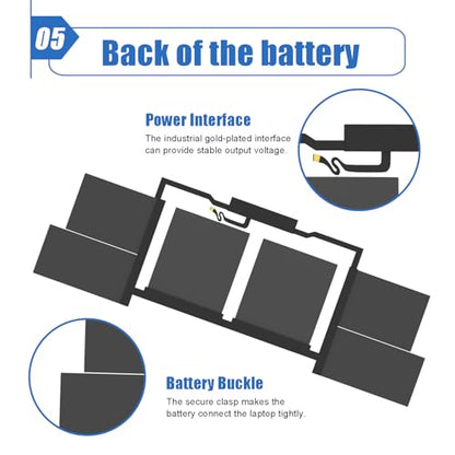 A1820 A1707 Laptop Battery for MacBook Pro 15" A1707 (Late 2016, Mid 2017) | 11.4V 76Wh 6667mAh, Replacement for MacBook Pro 15 inch A1707 (Late 2016, Mid 2017) EMC 3162 3072 series, MPTR2LL/A MPTT2LL/A - size: 12.42*3.62*0.25 inch A1820