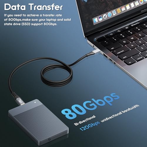 [80Gbps,16K,240W Thunderbolt 5 Cable,USB4 Gen4 for Thunderbolt 4,16K@60Hz/Dual 8K@60Hz Video, 240W, for MacBook Pro,Hub,Dock,eGPU,Laptops,Display usbc to usbc Monitor Cable 6.6FT/2m - size: 6.6FT/2m